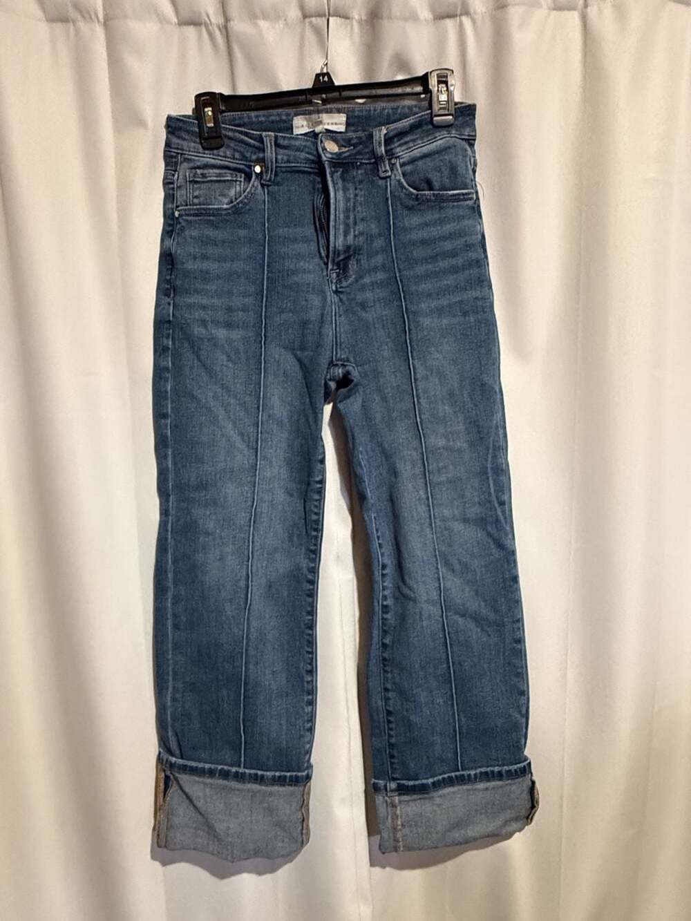 Risen Jeans Straight Leg Jeans Size 7/28 Blue Front Seam Cuffed